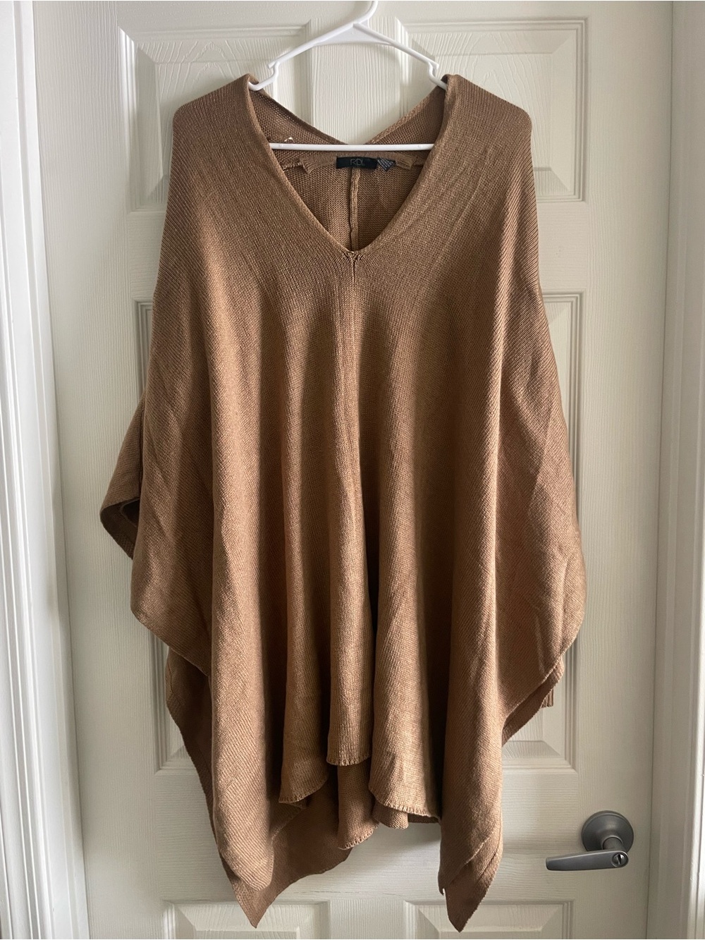 RDI Camel Brown V-Neck Poncho Sweater
